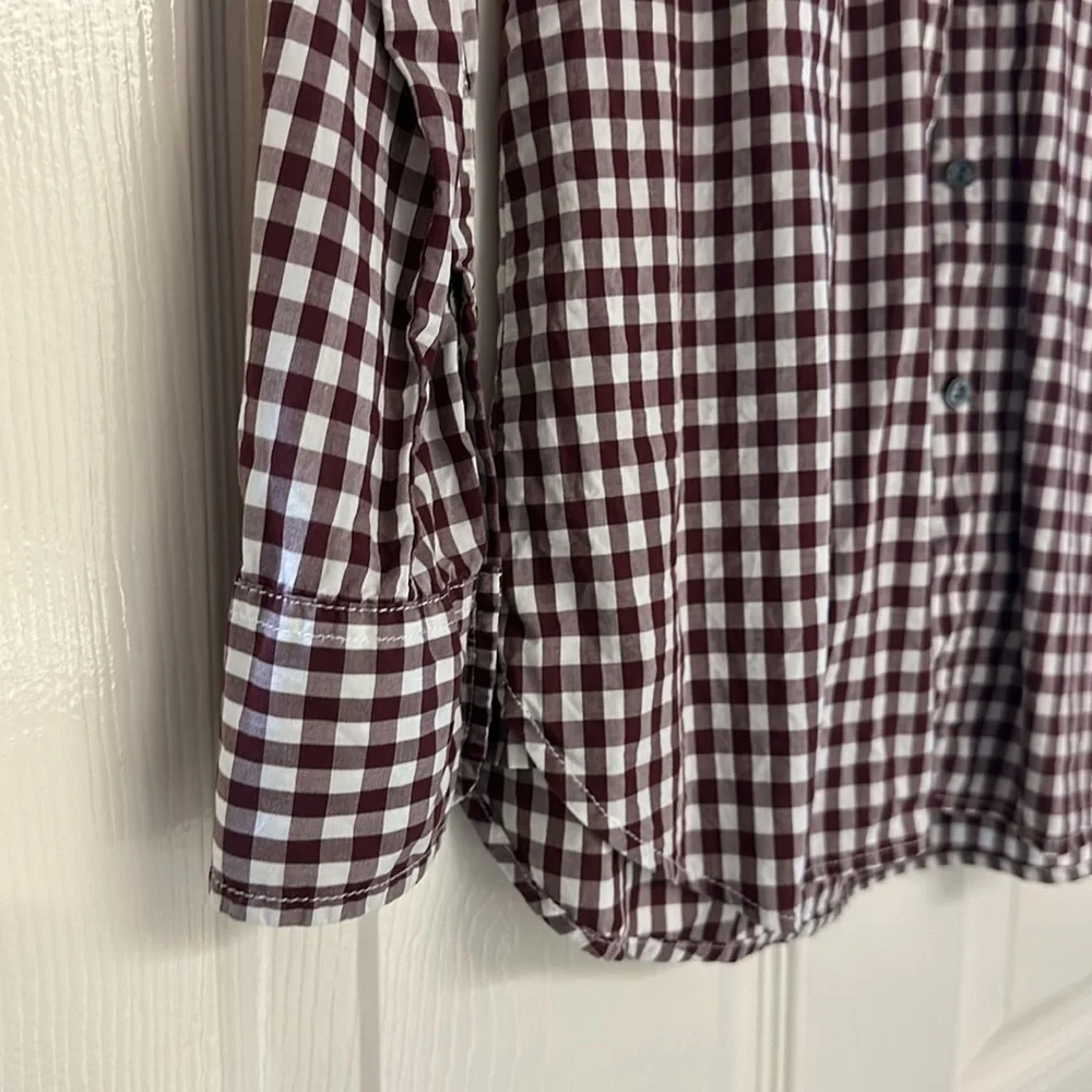 J.Crew Maroon & White Check Button-Down Shirt – Size 0